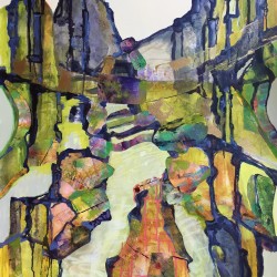 “Boulder Creek Spring”<br>
Kim DiDonato-Murrell<br>
Acrylic and Collage on Stretched Canvas<br>
 40x30   l   $1200
