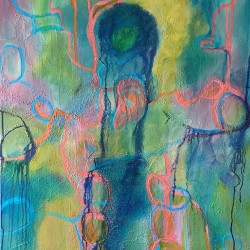 “Summer Ending”<br>
Kim DiDonato-Murrell<br>
Acrylic and Ink on Stretched Canvas<br>
40x30   l   $1200
