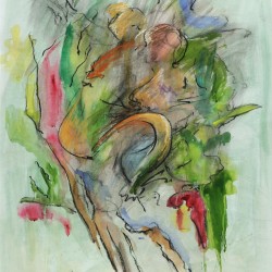 “Gaia”<br>
Tamora Ilasat<br>
Acrylic and Ink on Paper<br>
36x24   l   $325